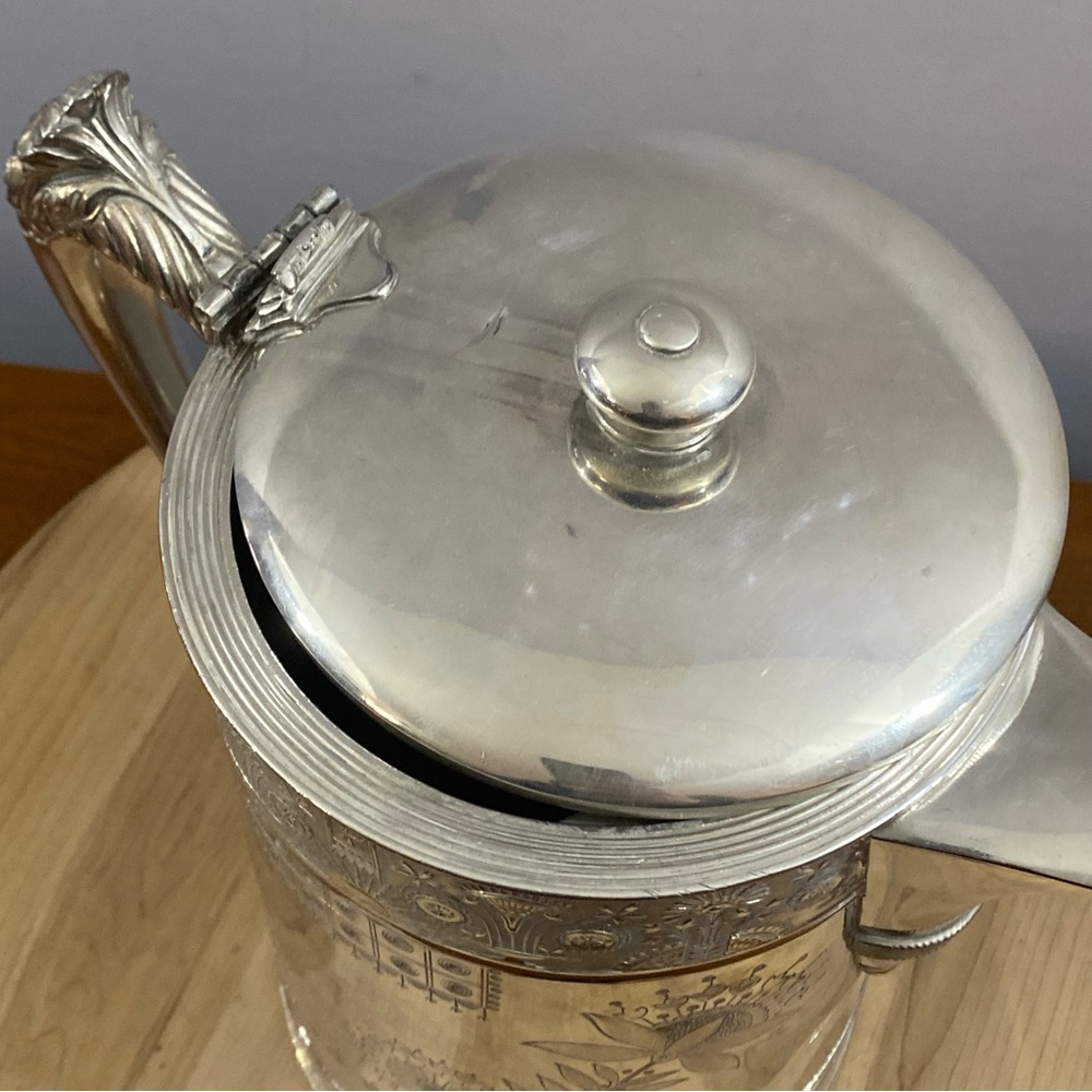 1868 Rogers & Smith Co. Antique Engraved Silver Plate Insulated Water‎ Pitcher - Picture 11 of 12